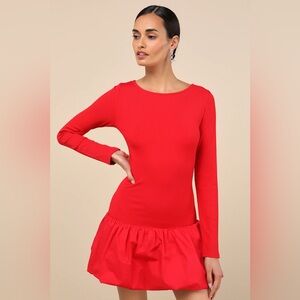 NWT SIZE M Lulu's Scarlet Red Long Sleeve Bodysuit